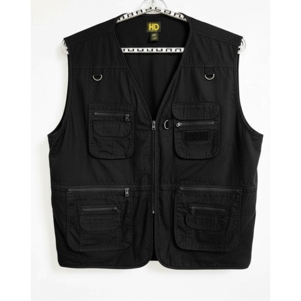 HQ Issue Black Vest Men's 4XL Tactical Hunting Vest Conceal Ammo Pockets EUC